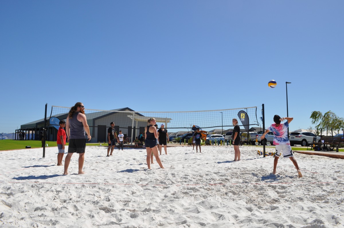 Life’s now a volleyball beach party at Piara Waters